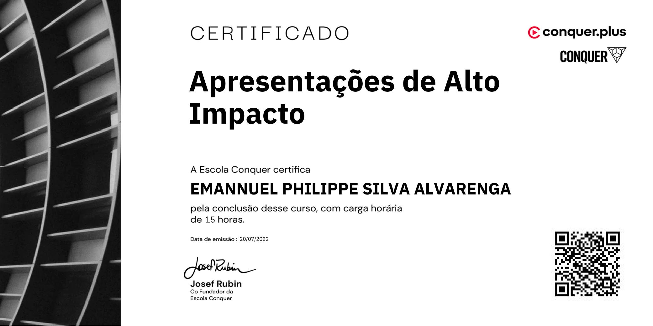 Certificado de Apresentações de Alto Impacto